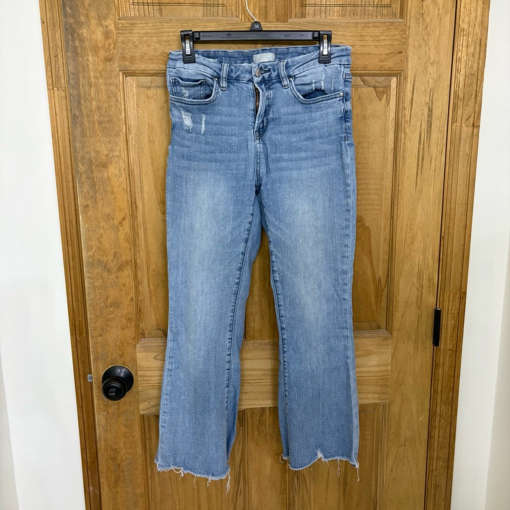Altar'd State Distressed Cropped Jeans in Light Blue